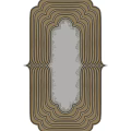 Home Interior Decorative Mirror With Scalloped Gold Frame And Reflected Outdoor View
