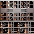 Modern Wine Cabinet Design With Multiple Shelves Wine Bottles Storage And Wooden Compartments