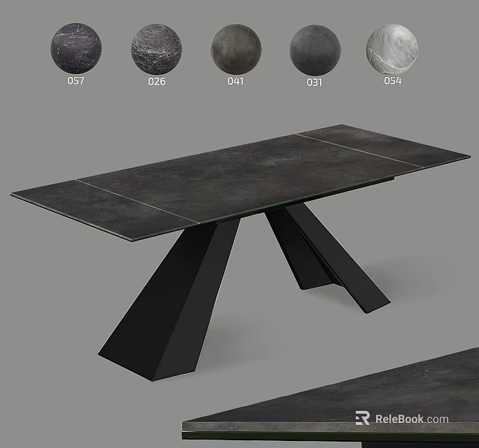 Modern Functional Table With Dark Flat Surface And Black Geometric Legs Design 3d model