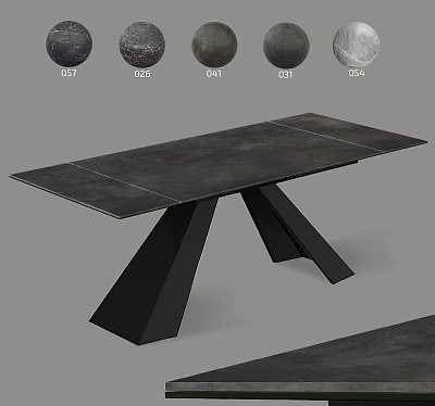 Modern Functional Table With Dark Flat Surface And Black Geometric Legs Design 3d model