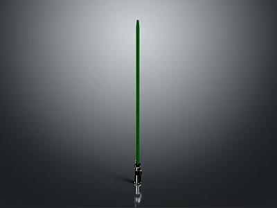 Tall Green Pole With Shiny Silver Metal Base On Gray Gradient Background 3d model