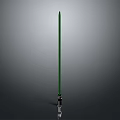 Tall Green Pole With Shiny Silver Metal Base On Gray Gradient Background
