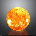 Realistic Sun Sphere With Orange Glow Detailed Surface Texture And Reflective Base 3d model