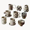 Unique Stylish Mugs With Various Ceramic Metal Designs Decorative Patterns And Coasters