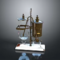Vintage Glass Coffee Pot With Metal Stand And White Base For Home Decor