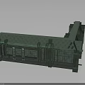 Traditional Green Brick Building Design With Symmetrical Roof And Decorative Portico