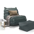 Comfy Gray And Green Lazy Sofa With Ottoman Blanket And Side Table 3d model