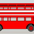 Red Double Decker Bus With Classic Design And White Stripes