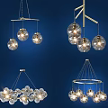 Modern Stylish Chandelier Designs With Glass Ball Shades And Metal Hanging Frames