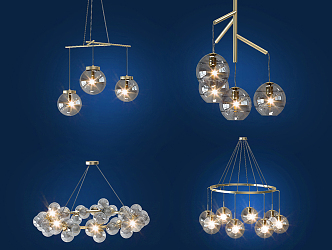 Light Luxury Chandelier Spherical Chandelier 3d model