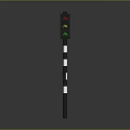 Functional Traffic Light Equipment With Red Yellow Green Lights On Black White Striped Pole