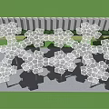 Modern Pergola Structure With Hexagonal Openwork Canopy And Grass Pavement 3d model