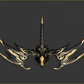 Game Film Mythical Dragon Character With Gold Black Horns Wings Ornate Details