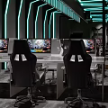 Modern Internet Cafe Simple Technology Sense Internet Cafe 3d model