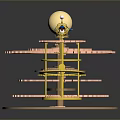 Steampunk Tiered Lighting Combinations With Rotating Brass Gears And Colorful Spheres