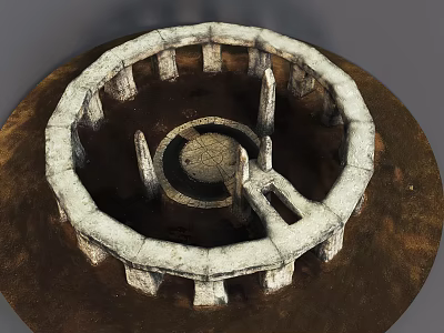 Ancient Circular Stone Structure With Standing Pillars And Central Circular Floor 3d model