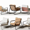 Modern Leisure Chairs with Metal Frame and Beige Brown Pink White Colors