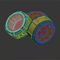 Modern Round Portable Speakers In Green And Orange With Durable Casing Design