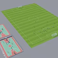 Soccer Field With Green Turf Markings Goal Posts And Adjacent Basketball Courts