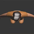 3D Male Character in Orange Polo Shirt and Brown Pants with Glasses on Gray Background