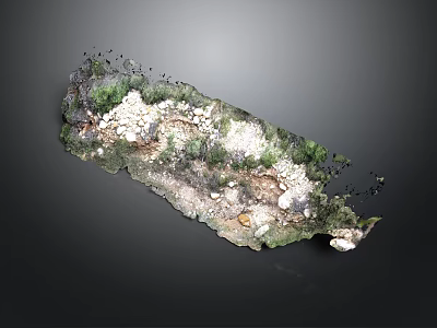 Detailed Realistic Rocky Terrain Model With Green Vegetation And Small Pathways 3d model