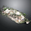 Detailed Realistic Rocky Terrain Model With Green Vegetation And Small Pathways