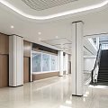 Modern Hospital Outpatient Clinic Lobby With Spacious Interior White Columns Staircase Windows And Green Plants