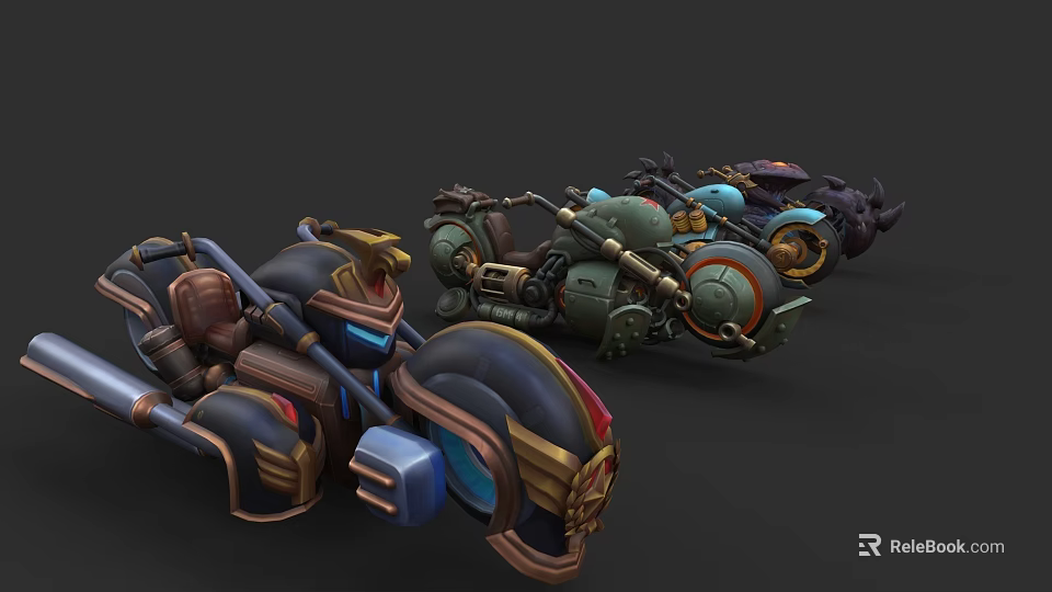 Custom Retro Motorcycles Featuring Metallic Accents Decorative Fenders And Unique Design Elements 3d model 