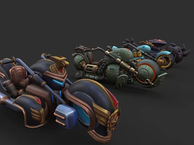 Custom Retro Motorcycles Featuring Metallic Accents Decorative Fenders And Unique Design Elements 3d model