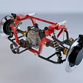 Detailed Red Frame Mechanical Chassis With Suspension System Metal Wheels Springs