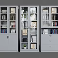 Modern Glass Door Bookcase With Multiple Shelves File Storage Books And Potted Plant Decoration