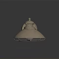Vintage Metal Wall Light With Brass Arm And Conical Grid Lampshade Design