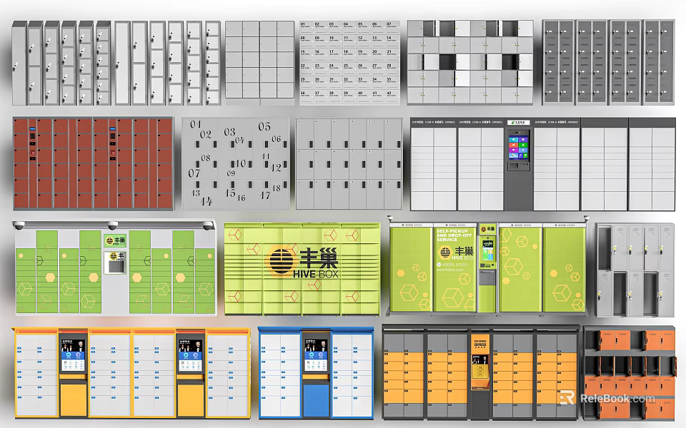 Modern Lockers With Various Designs Colors And Storage Solutions For Different Spaces 3d model
