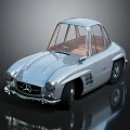 Silver Vintage Mercedes Classic Car With Sleek Body And Retro Design