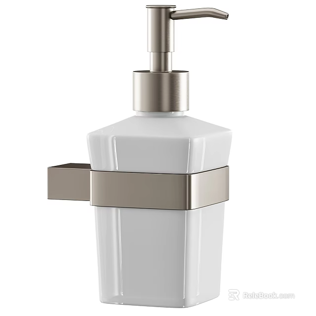 White Ceramic Bathroom Soap Dispenser With Metal Accents Modern Design 3d model 