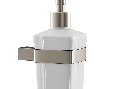 White Ceramic Bathroom Soap Dispenser With Metal Accents Modern Design 3d model
