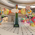 Vibrant Candy Themed Photo Spot In Mall Atrium With Lollipop And Ice Cream Decorations