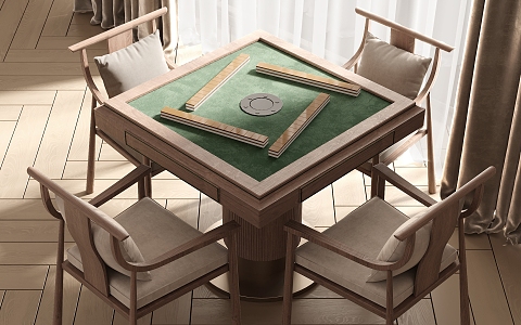 New Chinese Mahjong Table and Chair Mahjong Table and Chair Combination 3d model