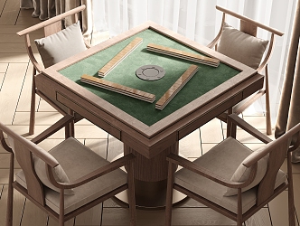 New Chinese Mahjong Table and Chair Mahjong Table and Chair Combination 3d model