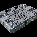 3D Mechanical Structure With Modular Metal Frame Detailed Holes And Gray Metallic Texture