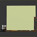 Cartoon Room Scene With Two Story Design Staircase Desk Green Plant Window And Decorations