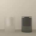 Transparent And Black Cylindrical Modern Stools For Minimalist Home Interior Design