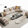Sofa Coffee Table Combination Sofa Living Room Sofa Coffee Table Floor Lamp Coffee Table 3d model