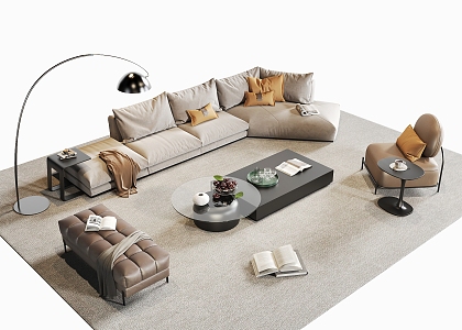 Sofa Coffee Table Combination Sofa Living Room Sofa Coffee Table Floor Lamp Coffee Table 3d model