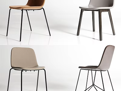 Modern Minimalist Dining Chairs With Metal Legs And Various Color Options 3d model