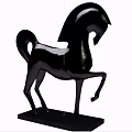 Golden Horse Shaped Decorative Figurine Set With Wooden Base And Modern Design