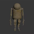 Metallic Robot Character With Glowing Eyes And Industrial Mechanical Design Features 3d model