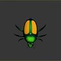 Colorful Shiny Beetle with Green Body Yellow Patches and Blue Legs