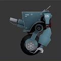 Blue Robot Character Design Featuring Wheels Mechanical Arm Eye Light And Antenna