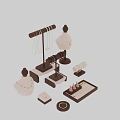 Wooden Jewelry Display Stand Set With Necklace Holder Ring Tray And Mannequin Bust
